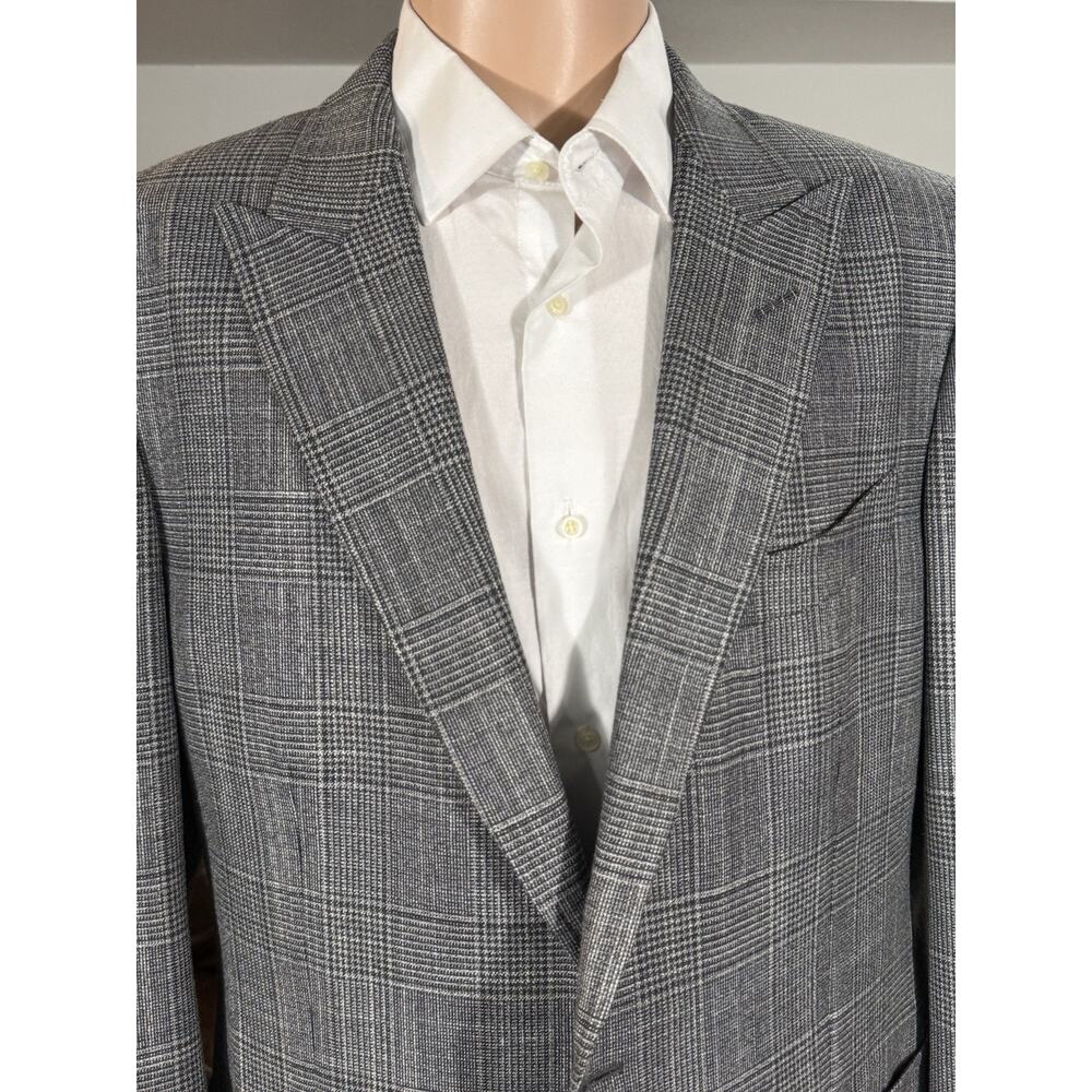 New with Tags Tom Ford Prince of Wales Houndstooth Gray Blazer 54 44R Peak Lapel - Picture 9 of 15